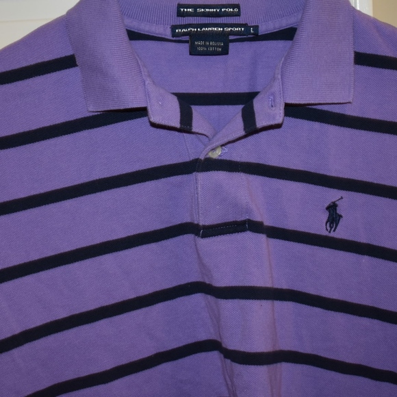 Polo Purple and navy striped shirt by Ralph Lauren - Picture 3 of 3